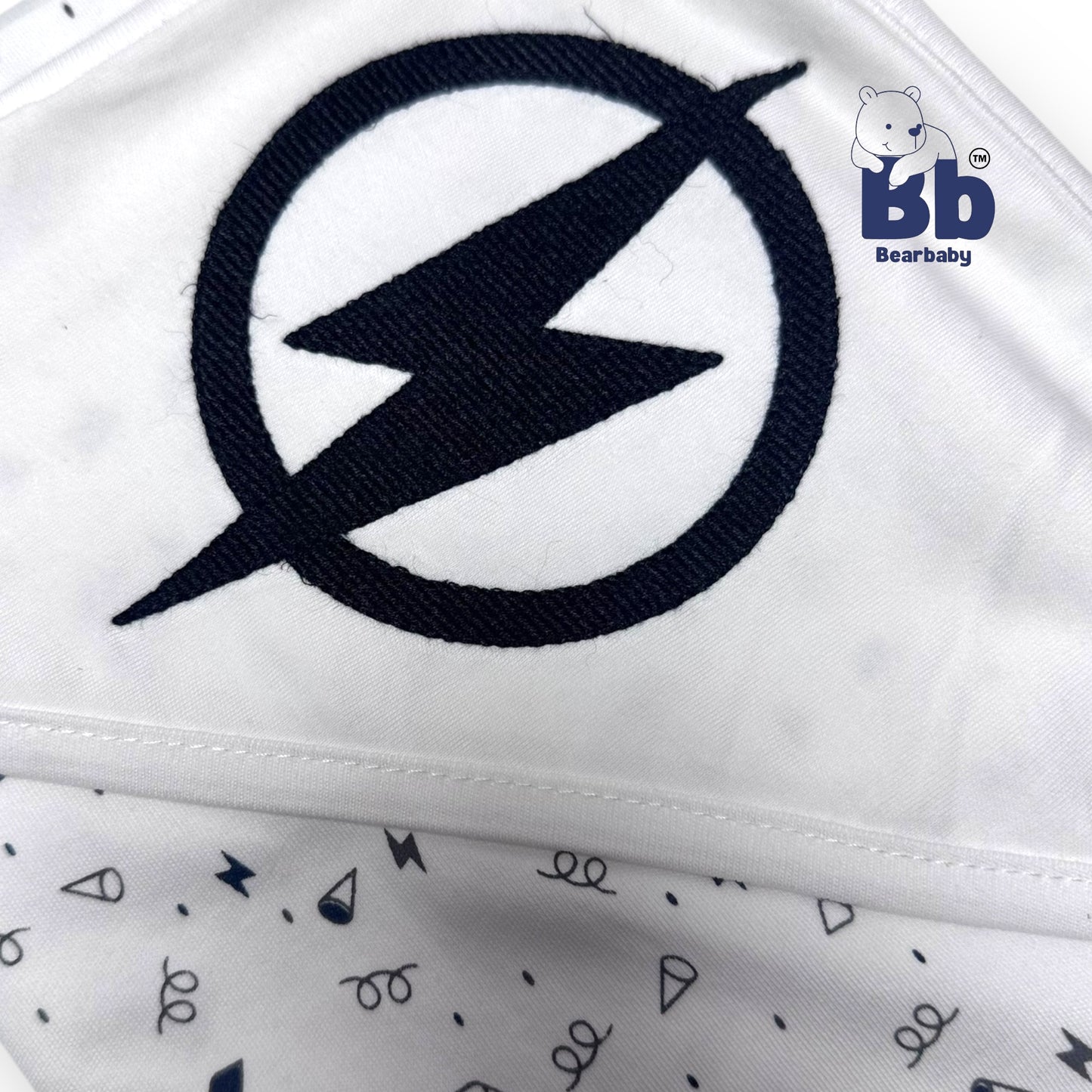 Cotton Knit Hooded Wrapper Size L 76 x B 76 cm - Super Power Print White