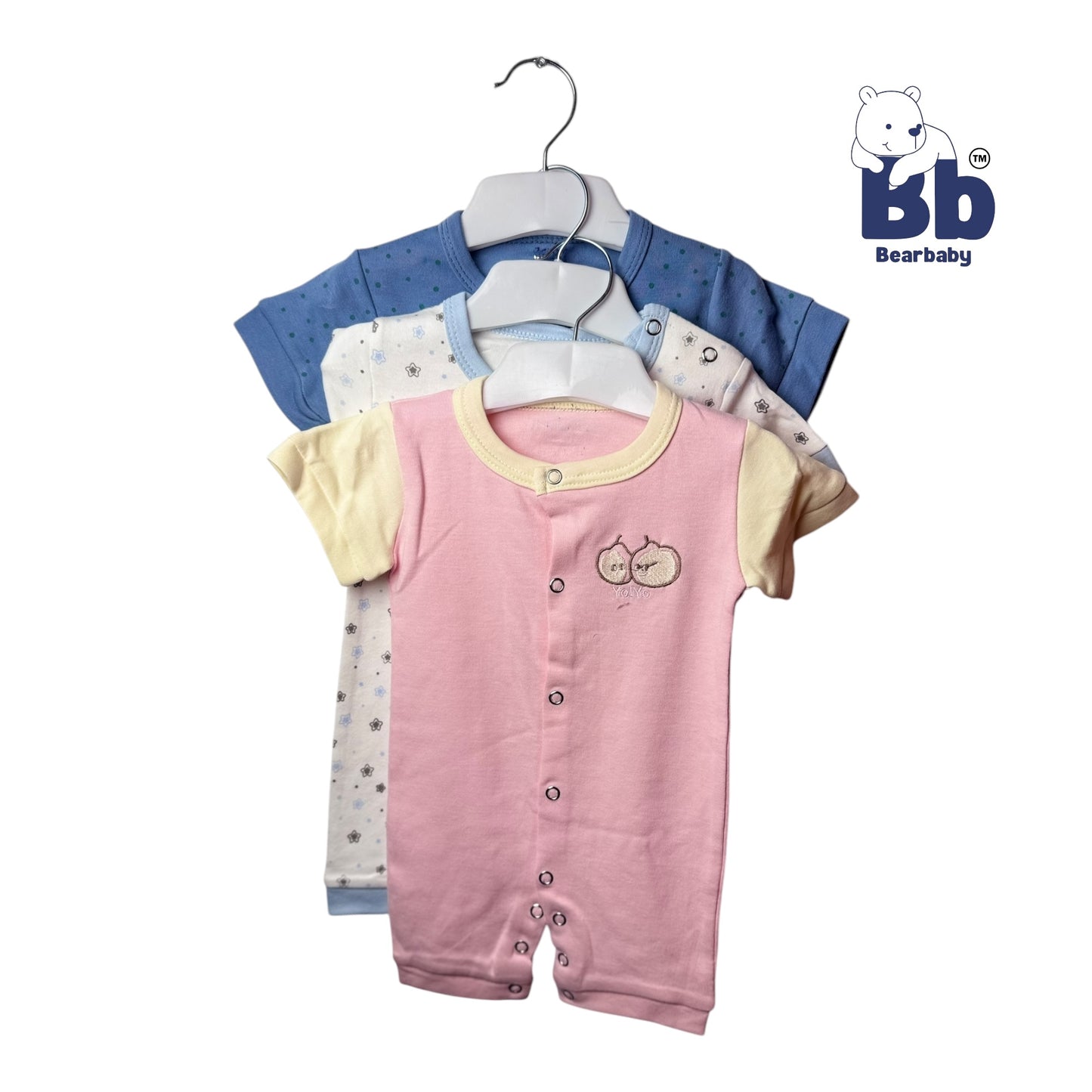 Baby Cotton Jumpsuit-UniSex 3m-6m-Combo Pack of 3-Assorted Prints 3