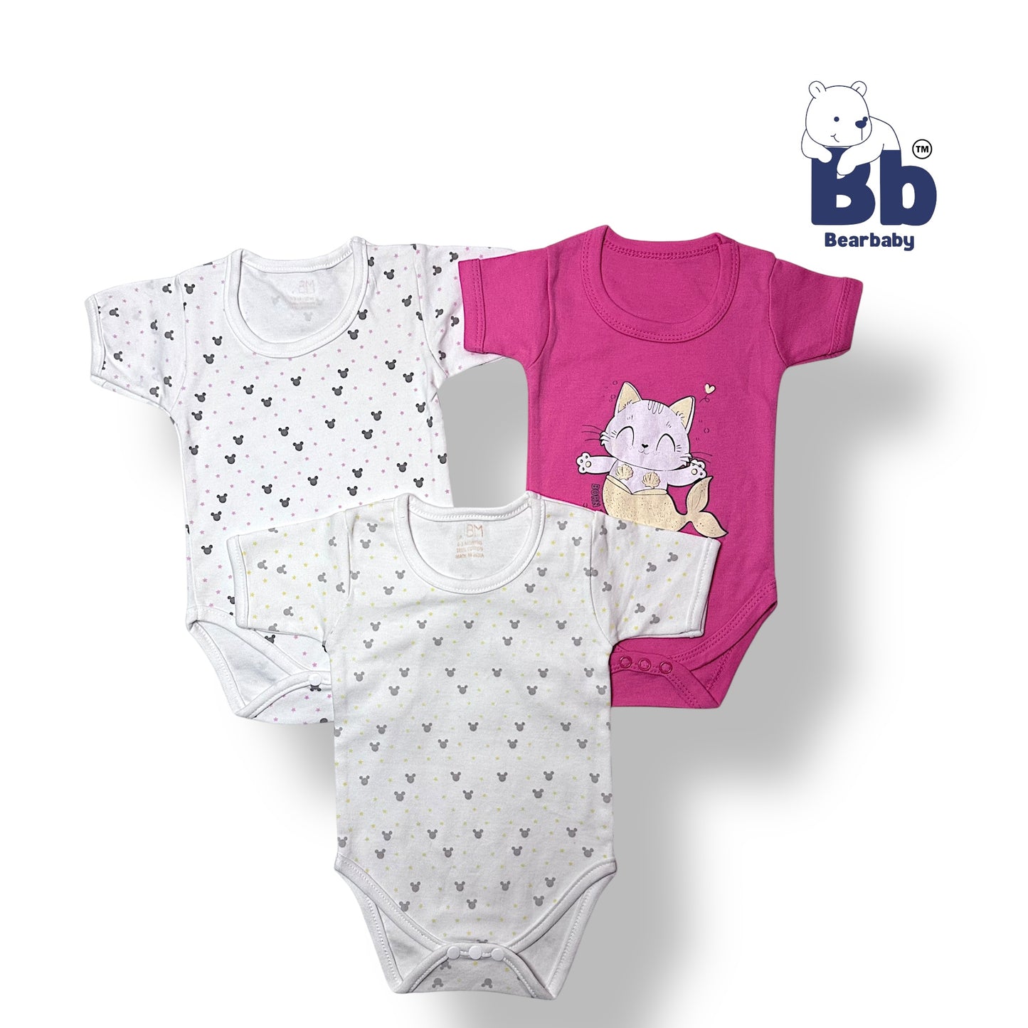 Baby Cotton Roamper/UniSex 0m-3m/Combo Pack of 3-Assorted Prints