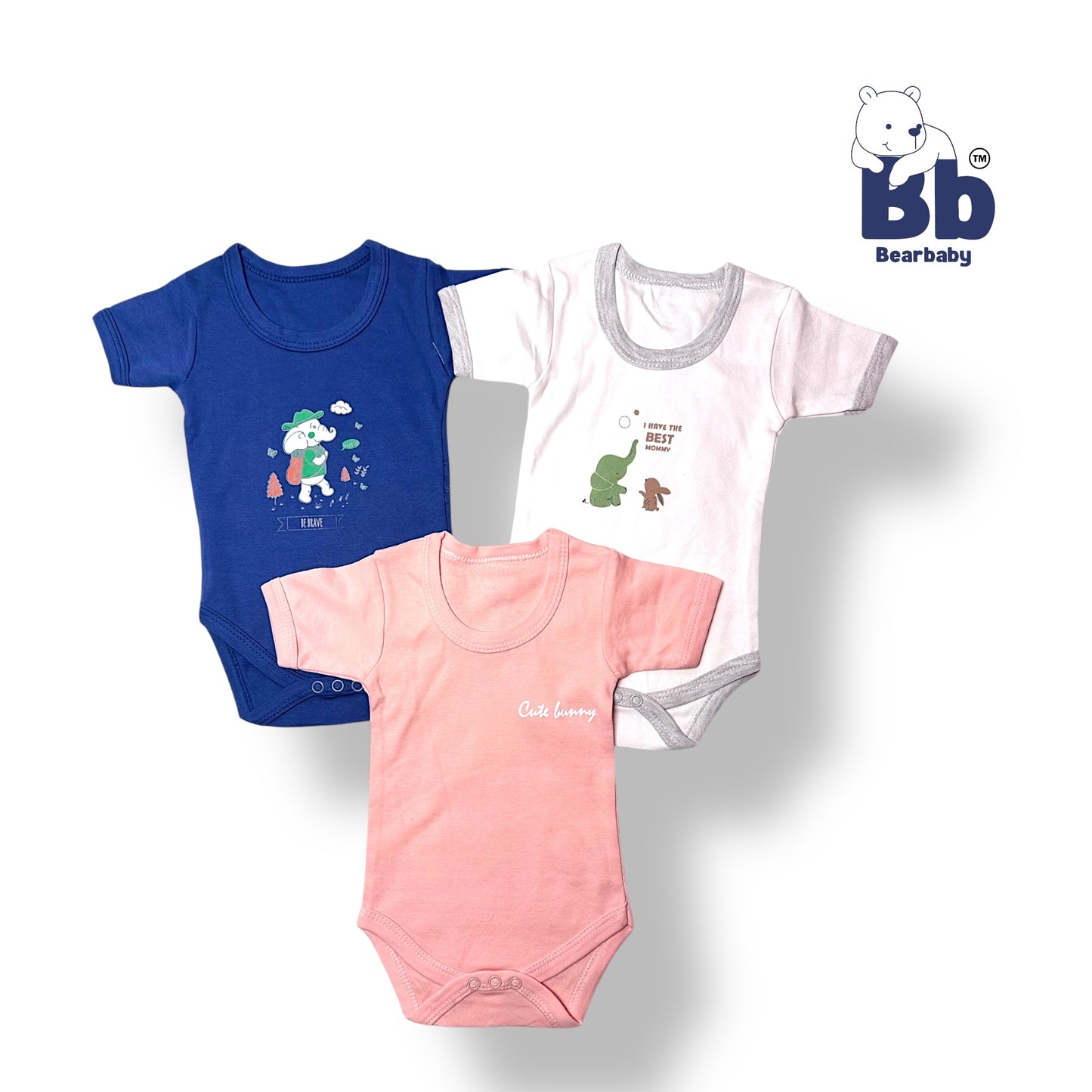 Baby Cotton Roamper/UniSex 0m-3m/Combo Pack of 3-Assorted Prints