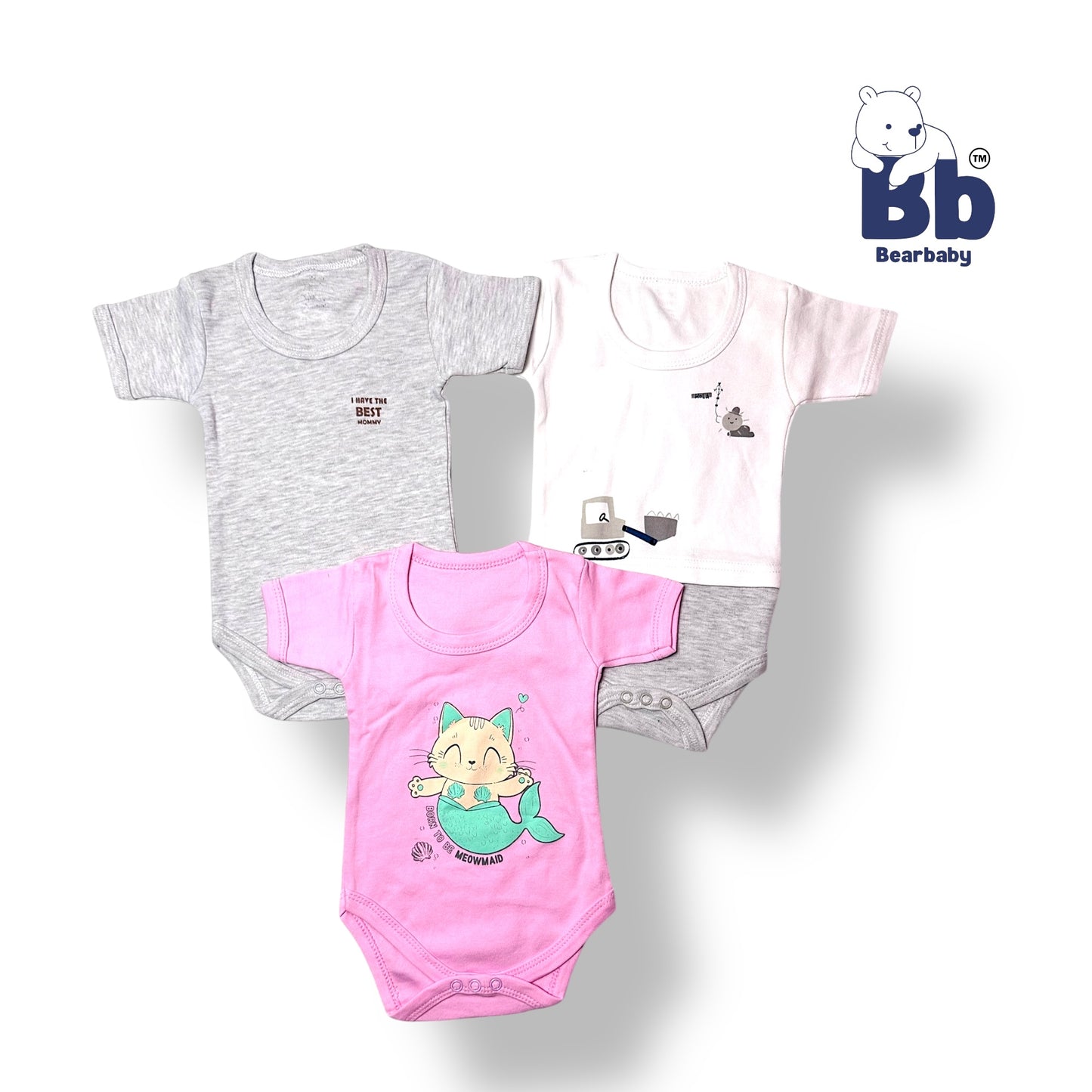 Baby Cotton Roamper/UniSex 0m-3m/Combo Pack of 3-Assorted Prints