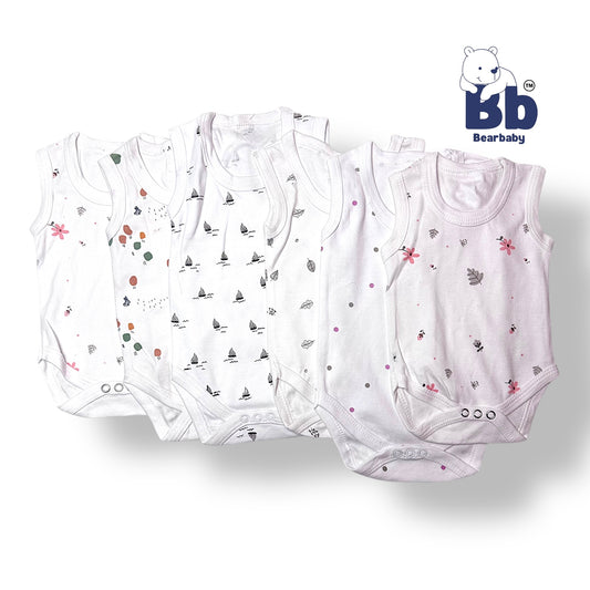 Combo Pack of 6 -Baby Cotton Roamper/UniSex 0m-3m-6-Assorted Prints-White shade 3