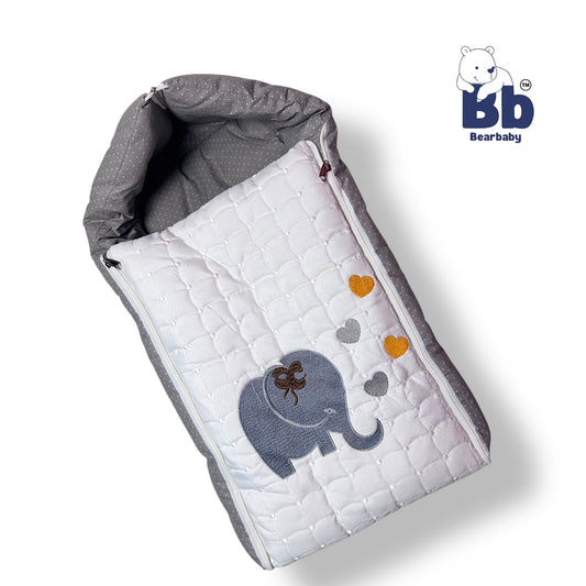 Embroidery Premium Baby Sleeping Bag/ Carry Nest/Mattress/Elephant Print