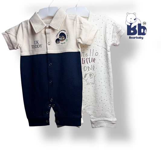 Baby Cotton Jumpsuit-UniSex 9m-12m-Combo Pack of 2-Assorted Prints 1