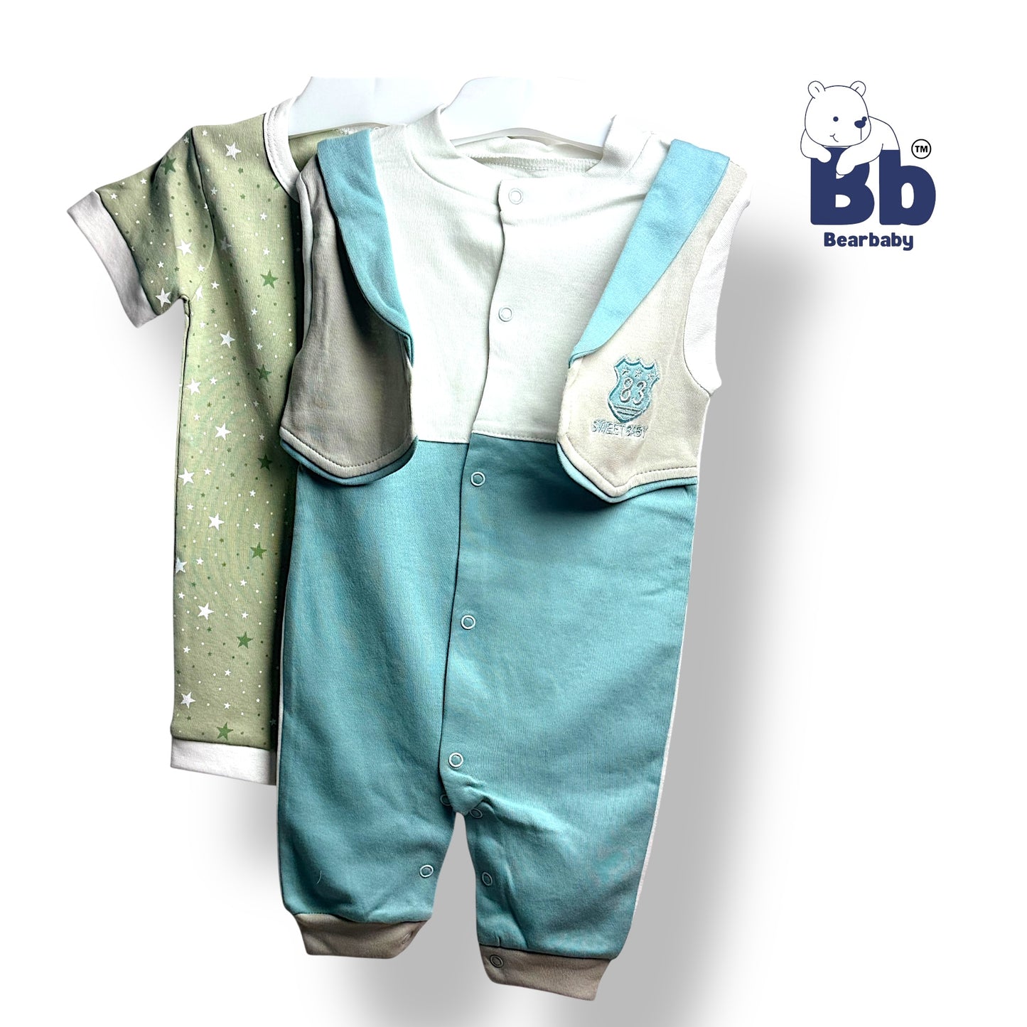 Baby Cotton Jumpsuit-UniSex 9m-12m-Combo Pack of 2-Assorted Prints 3