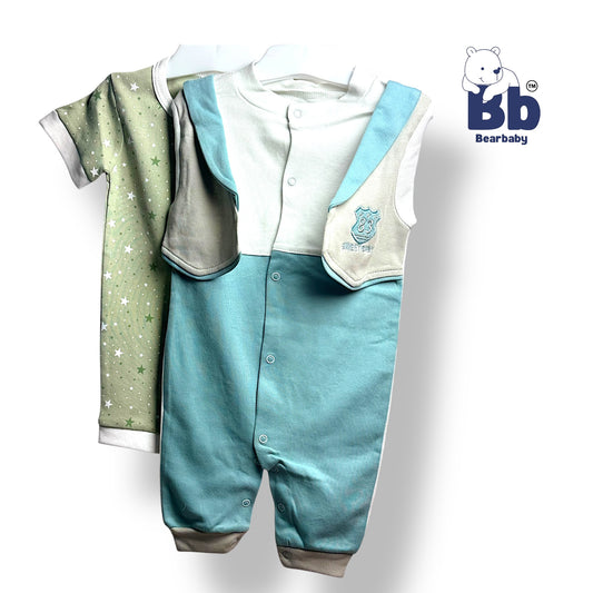 Baby Cotton Jumpsuit-UniSex 9m-12m-Combo Pack of 2-Assorted Prints 3