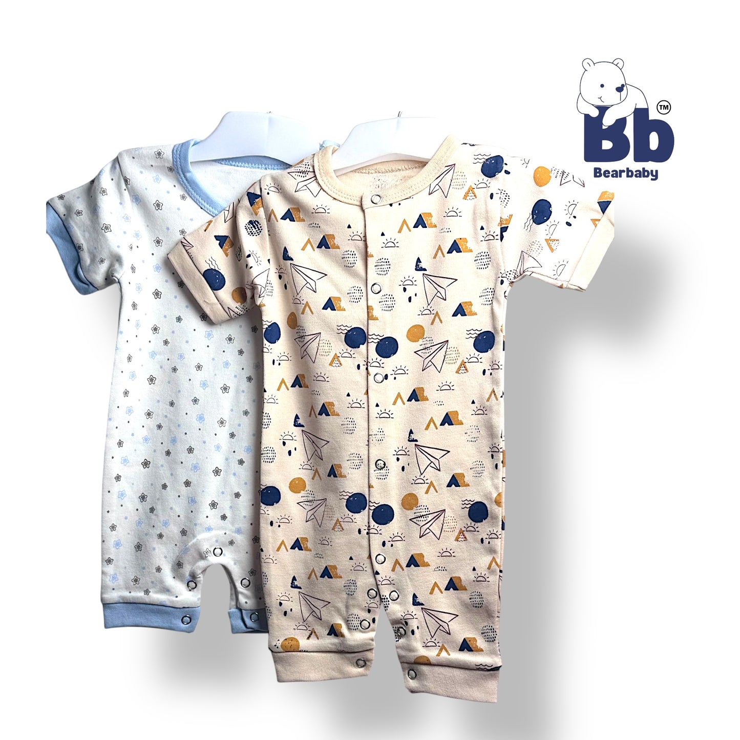 Baby Cotton Jumpsuit-UniSex 9m-12m-Combo Pack of 2-Assorted Prints 5