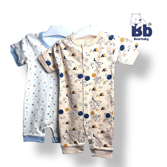 Baby Cotton Jumpsuit-UniSex 9m-12m-Combo Pack of 2-Assorted Prints 5