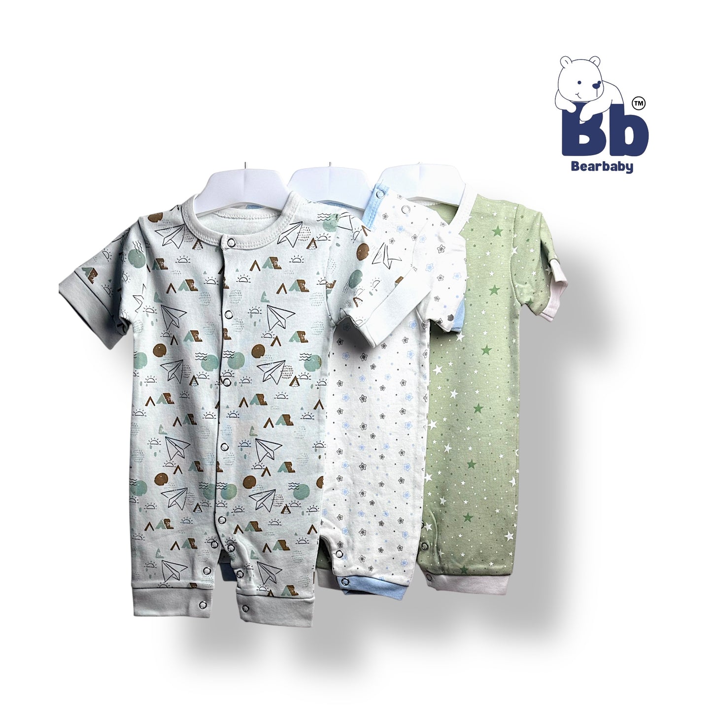 Baby Cotton Jumpsuit-UniSex 9m-12m-Combo Pack of 3-Assorted Prints 8