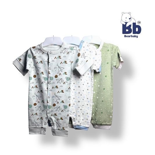 Baby Cotton Jumpsuit-UniSex 9m-12m-Combo Pack of 3-Assorted Prints 8