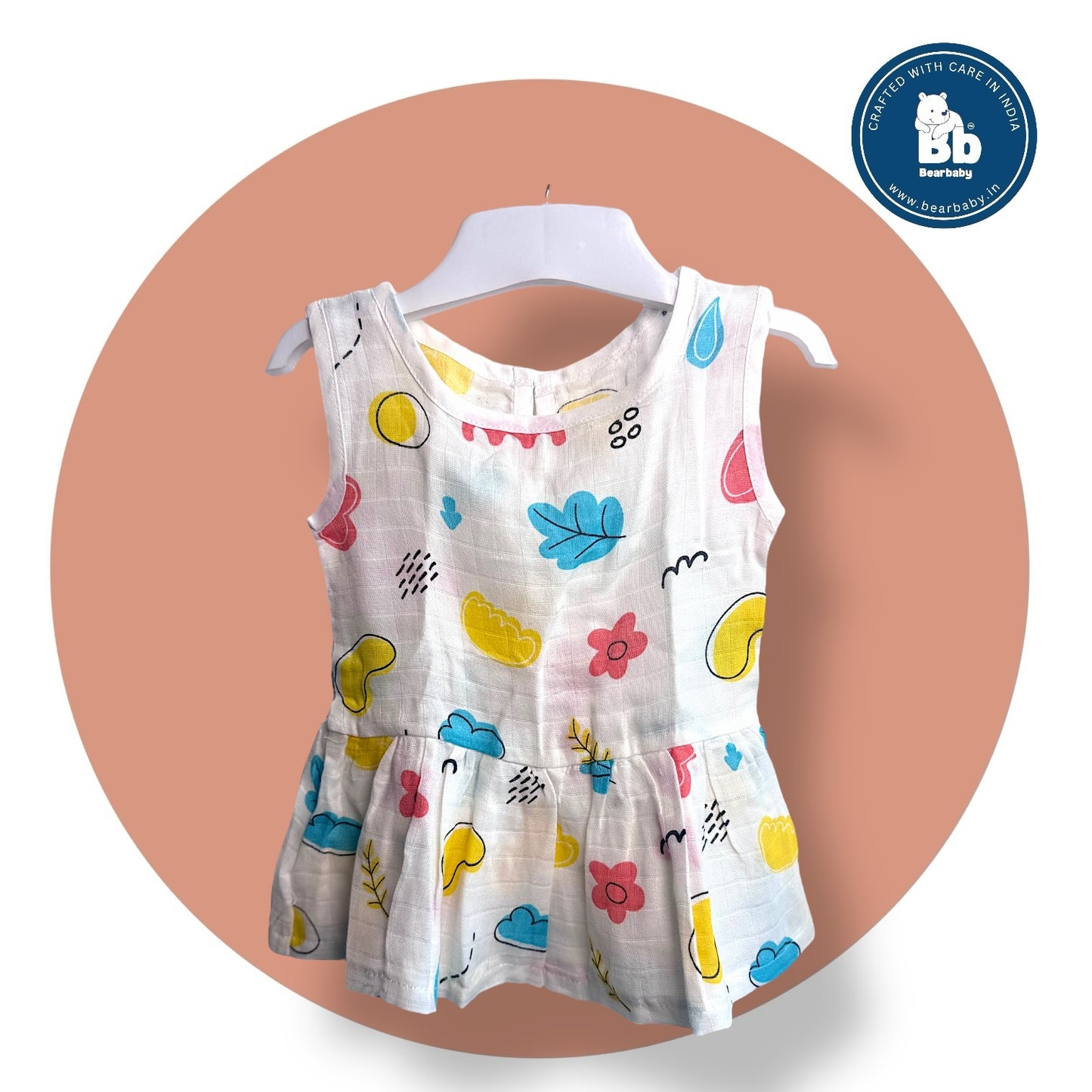 Baby Girl Organic Cotton Sleeveless Frock-Size(3M-6M)-Pack of 3-Assorted Prints 2