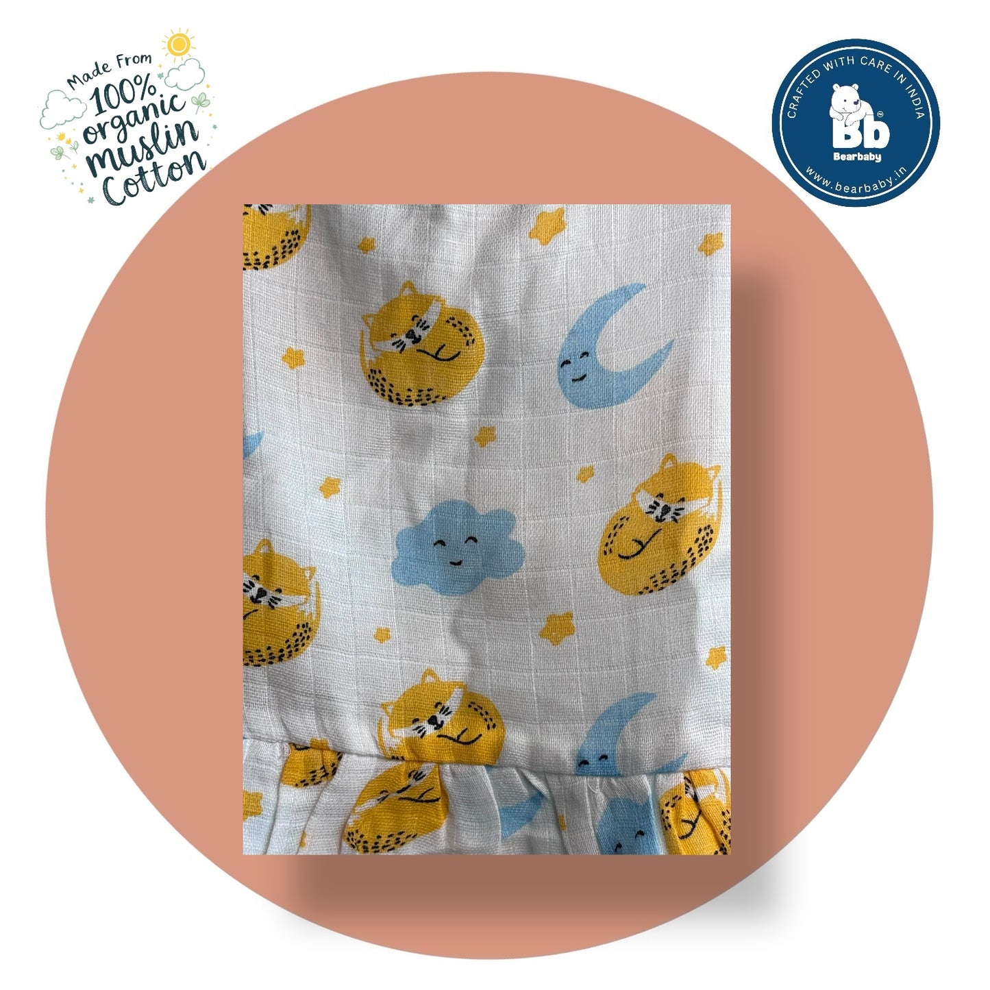 Baby Girl Organic Cotton Sleeveless Frock-Size(3M-6M)-Pack of 3-Assorted Prints 3