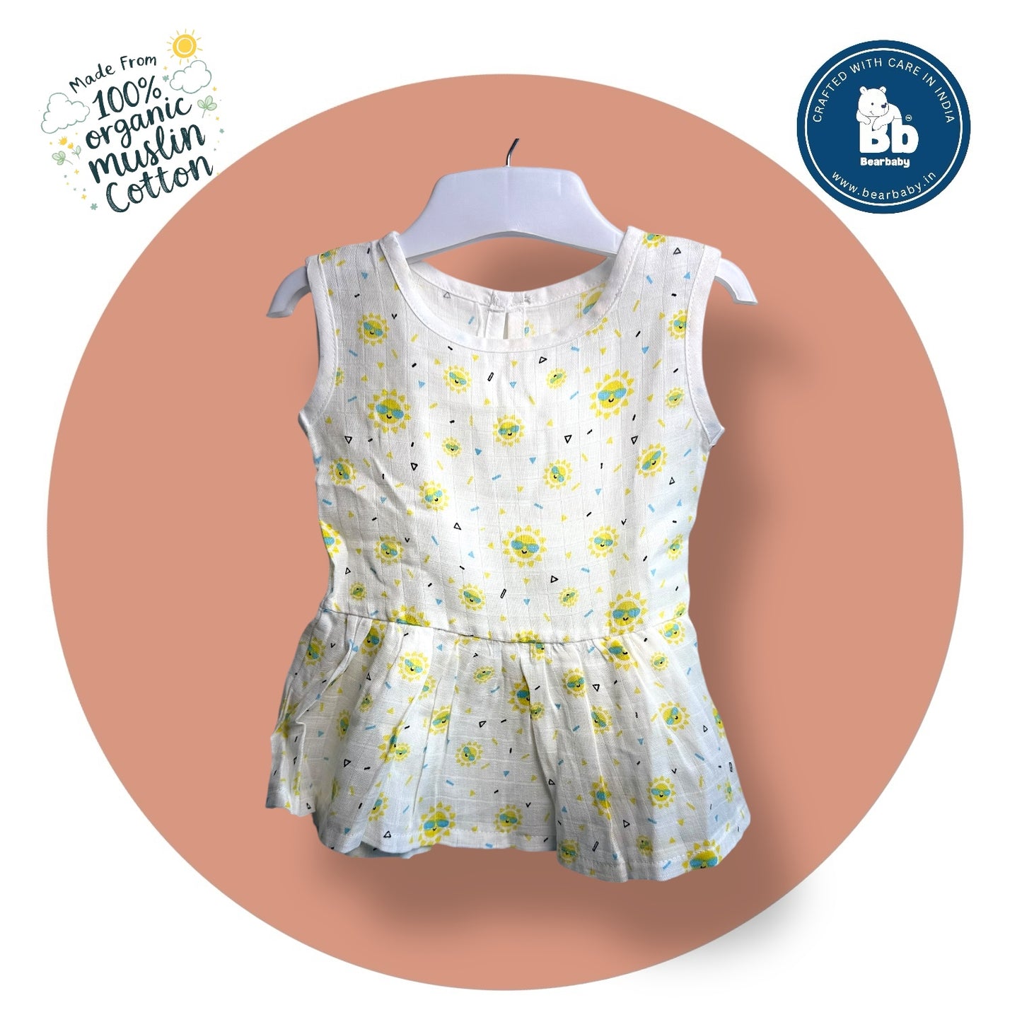 Baby Girl Organic Cotton Sleeveless Frock-Size(3M-6M)-Pack of 3-Assorted Prints 3