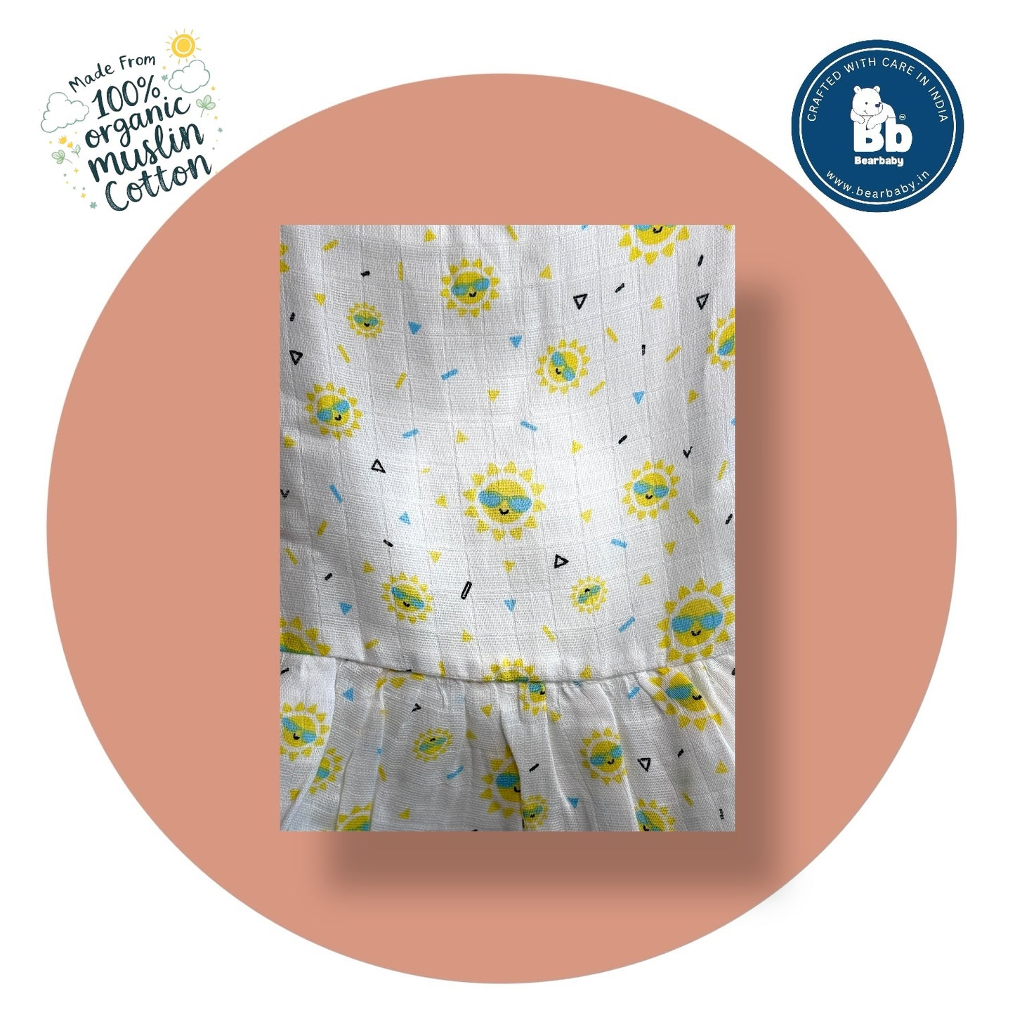 Baby Girl Organic Cotton Sleeveless Frock-Size(3M-6M)-Pack of 3-Assorted Prints 3
