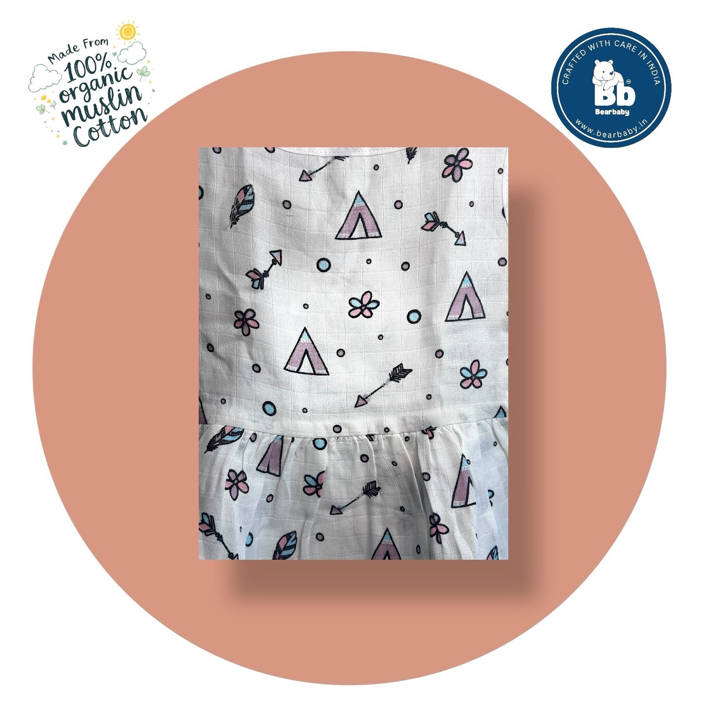 Baby Girl Organic Cotton Sleeveless Frock-Size(3M-6M)-Pack of 3-Assorted Prints 3