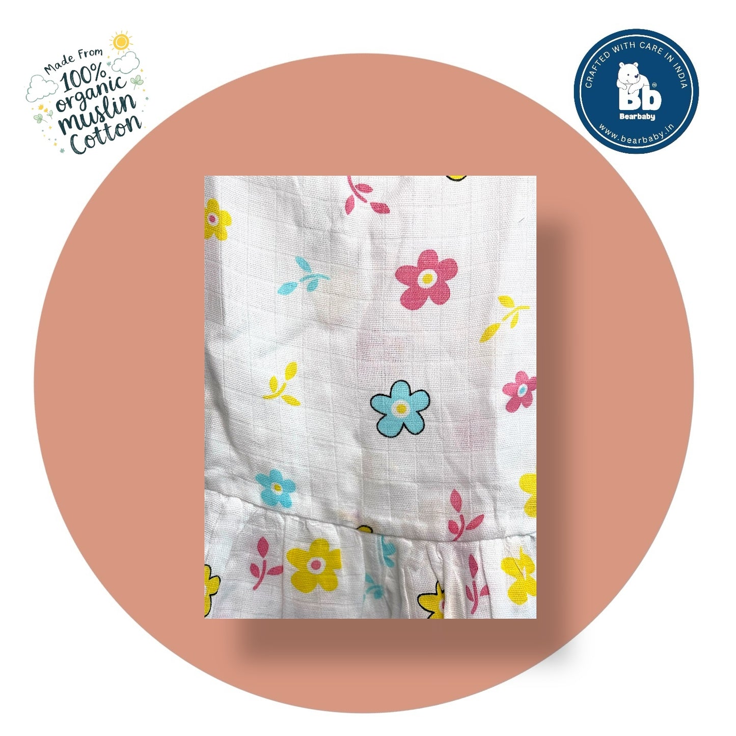 Baby Girl Organic Cotton Sleeveless Frock-Size(3M-6M)-Pack of 3-Assorted Prints 1