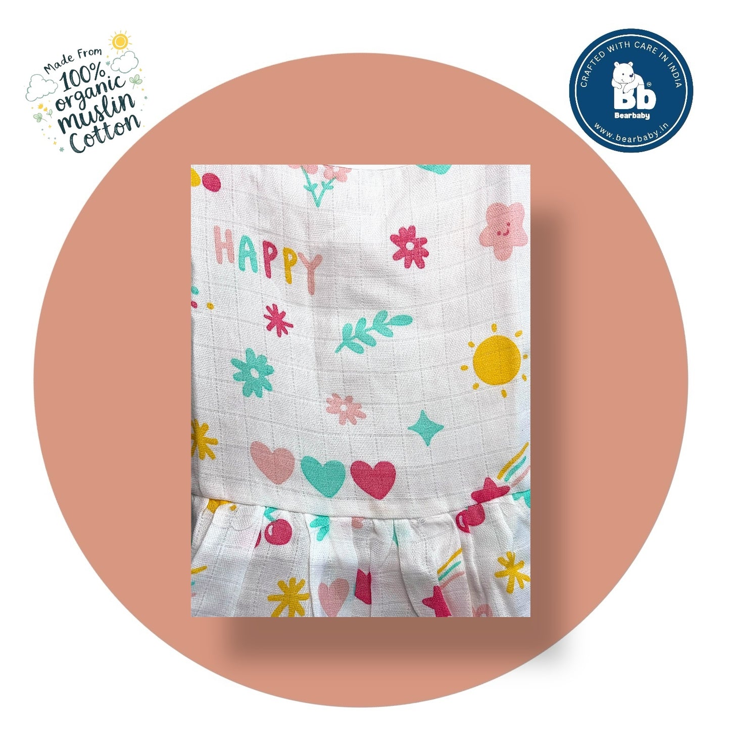 Baby Girl Organic Cotton Sleeveless Frock-Size(3M-6M)-Pack of 3-Assorted Prints 1