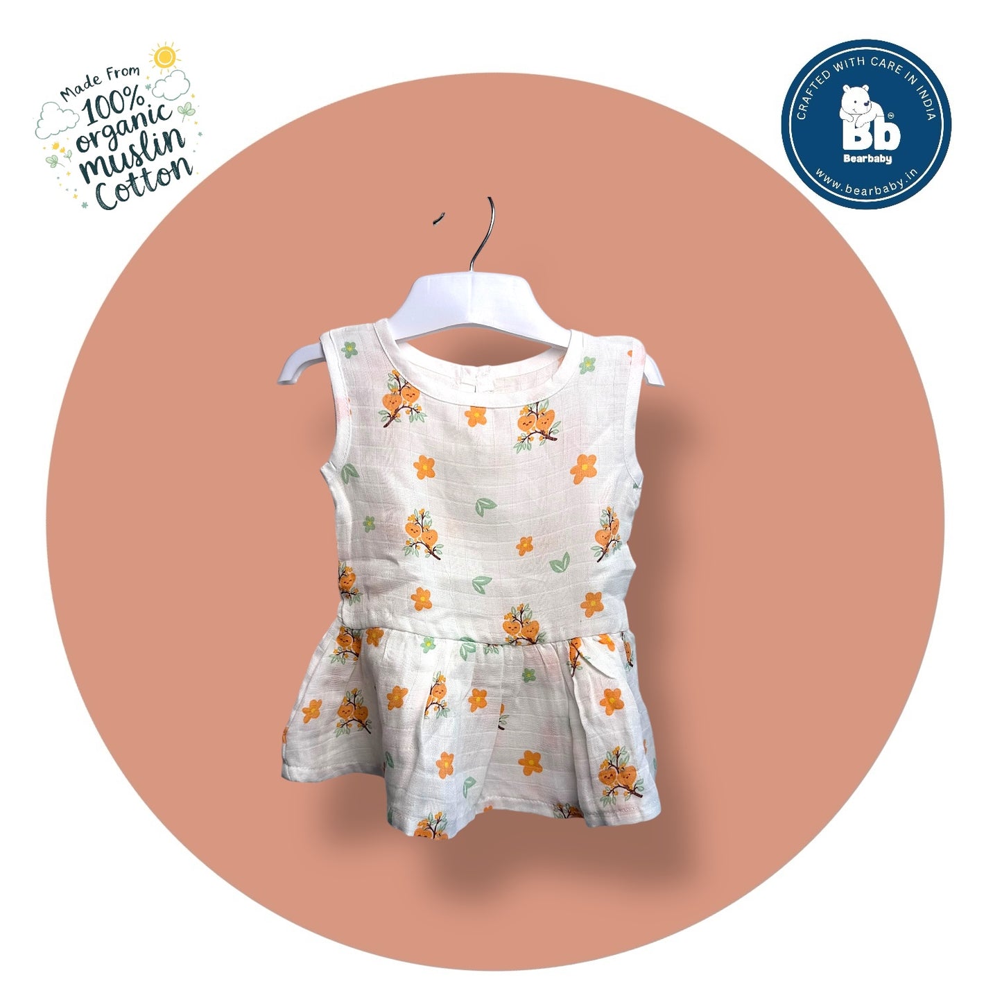 Baby Girl Organic Cotton Sleeveless Frock-Size(3M-6M)-Pack of 2-Assorted Prints 1