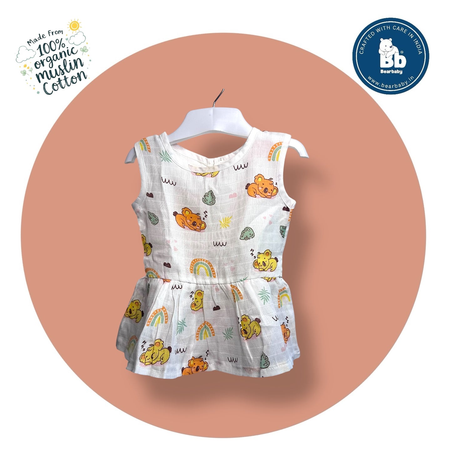 Baby Girl Organic Cotton Sleeveless Frock-Size(3M-6M)-Pack of 2-Assorted Prints 1