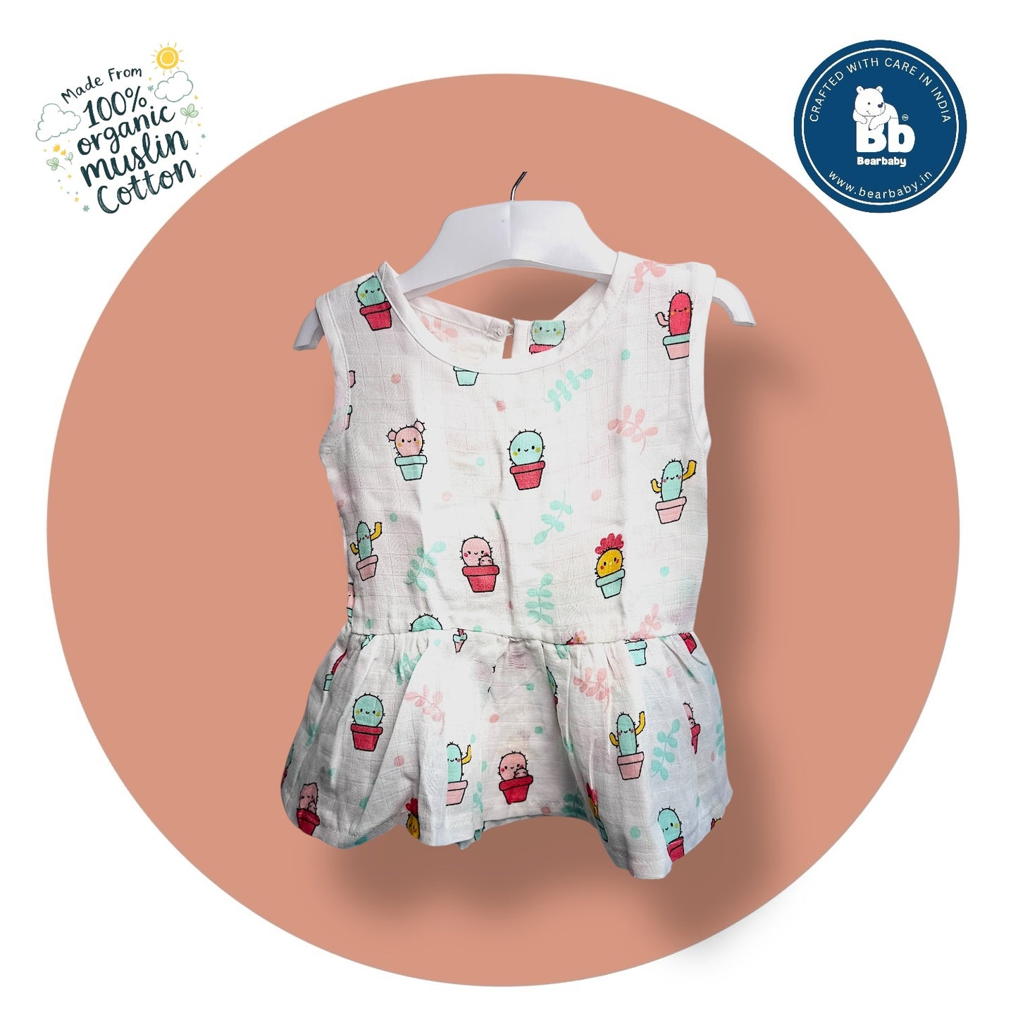 Baby Girl Organic Cotton Sleeveless Frock-Size(3M-6M)-Pack of 2-Assorted Prints 2