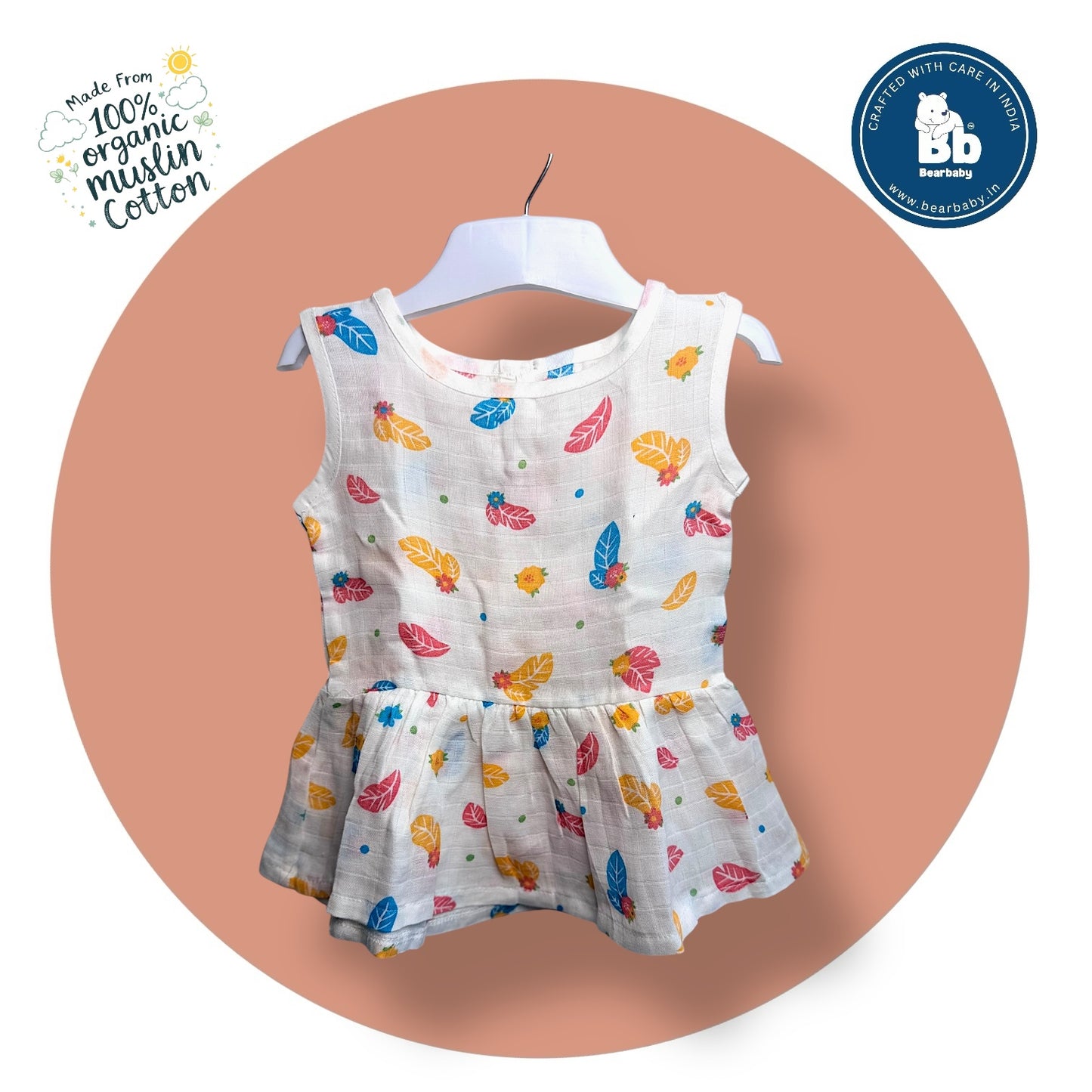 Baby Girl Organic Cotton Sleeveless Frock-Size(3M-6M)-Pack of 2-Assorted Prints 3
