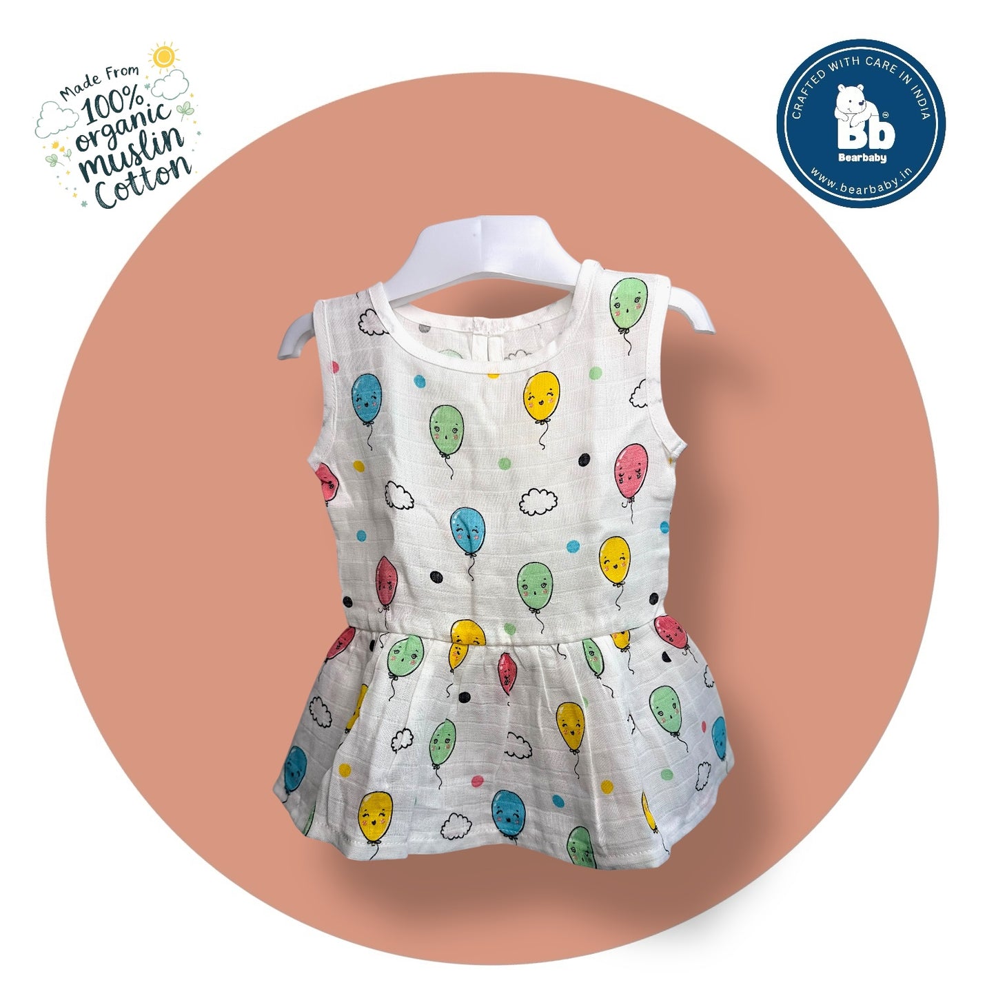 Baby Girl Organic Cotton Sleeveless Frock-Size(3M-6M)-Pack of 2-Assorted Prints 3