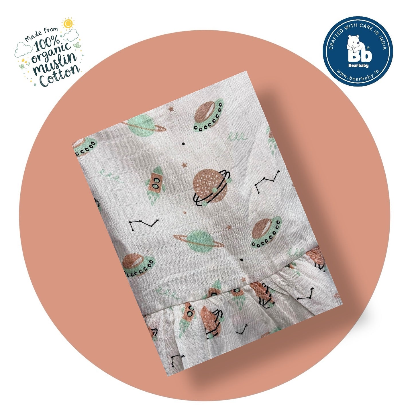 Baby Girl Organic Cotton Sleeveless Frock-Size(3M-6M)-Pack of 2-Assorted Prints 5