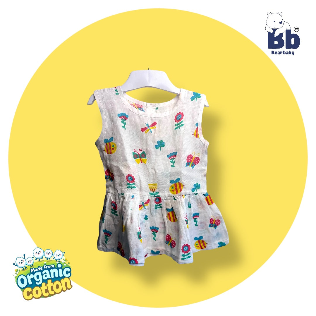 Baby Girl Organic Cotton Sleeveless Frock-Size6M-12M-Combo Pack of 3-Assorted Prints 1