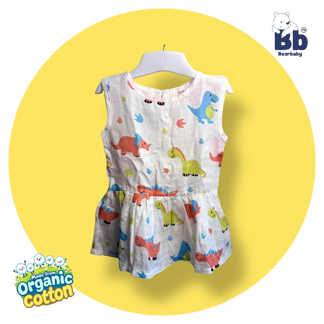 Baby Girl Organic Cotton Sleeveless Frock-Size6M-12M-Combo Pack of 3-Assorted Prints 1