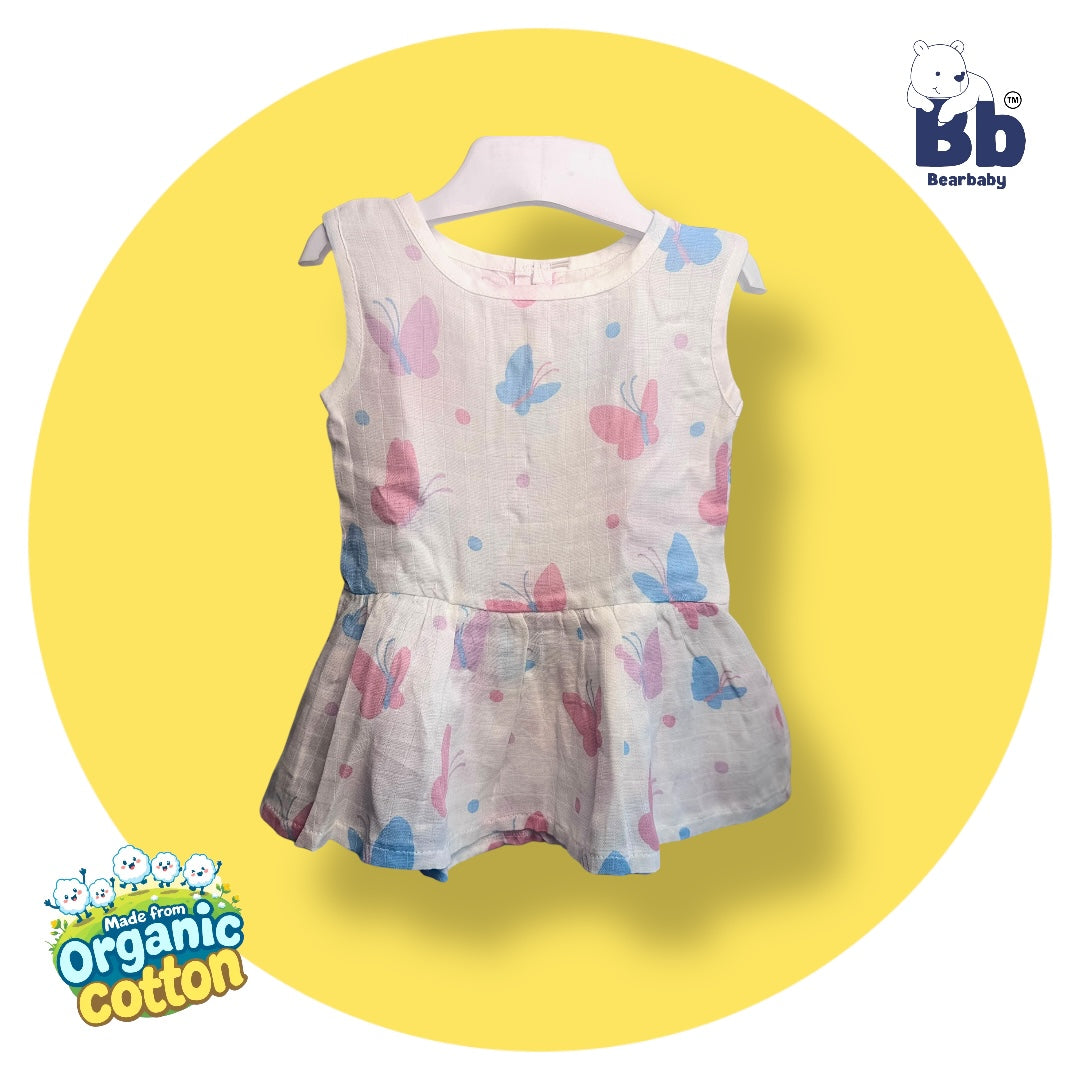 Baby Girl Organic Cotton Sleeveless Frock-Size6M-12M-Combo Pack of 3-Assorted Prints 2