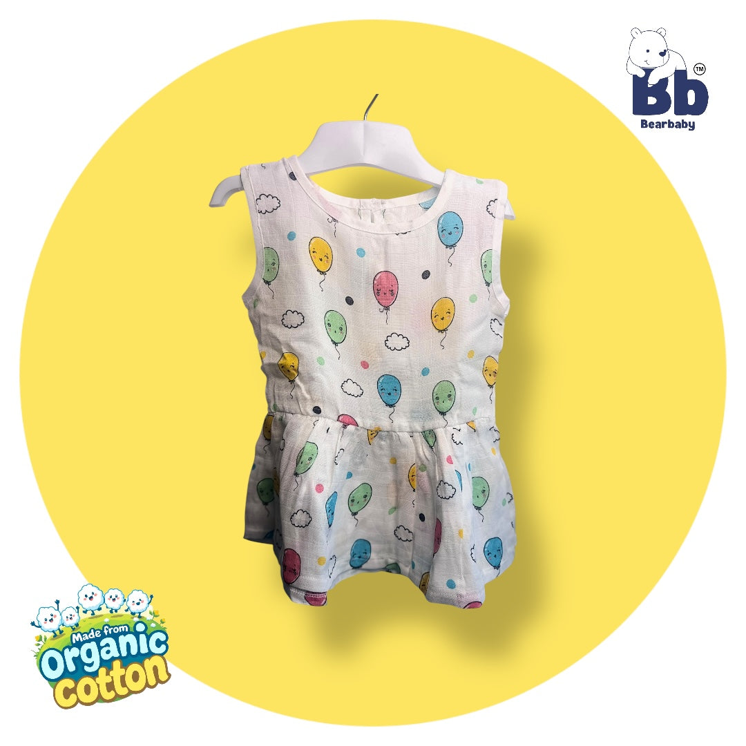 Baby Girl Organic Cotton Sleeveless Frock-Size6M-12M-Combo Pack of 3-Assorted Prints 2