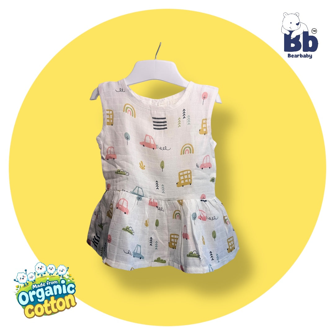 Baby Girl Organic Cotton Sleeveless Frock-Size6M-12M-Combo Pack of 3-Assorted Prints 2
