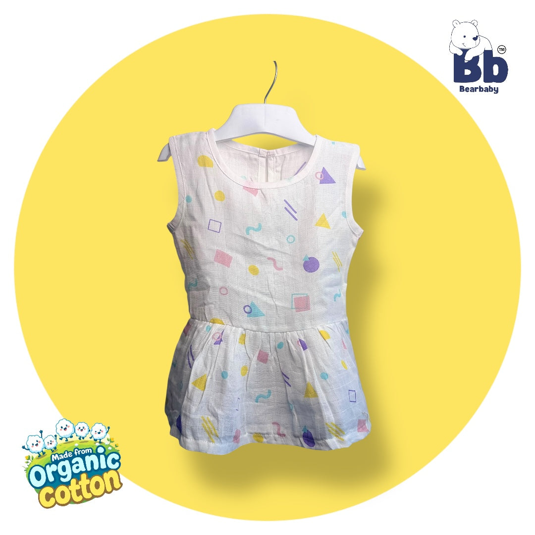 Baby Girl Organic Cotton Sleeveless Frock-Size6M-12M-Combo Pack of 3-Assorted Prints 3