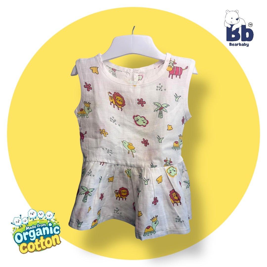 Baby Girl Organic Cotton Sleeveless Frock-Size6M-12M-Combo Pack of 3-Assorted Prints 3