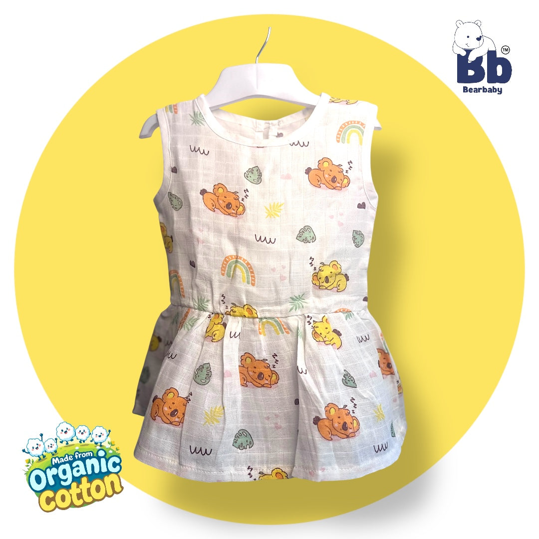 Baby Girl Organic Cotton Sleeveless Frock-Size6M-12M-Combo Pack of 3-Assorted Prints 4
