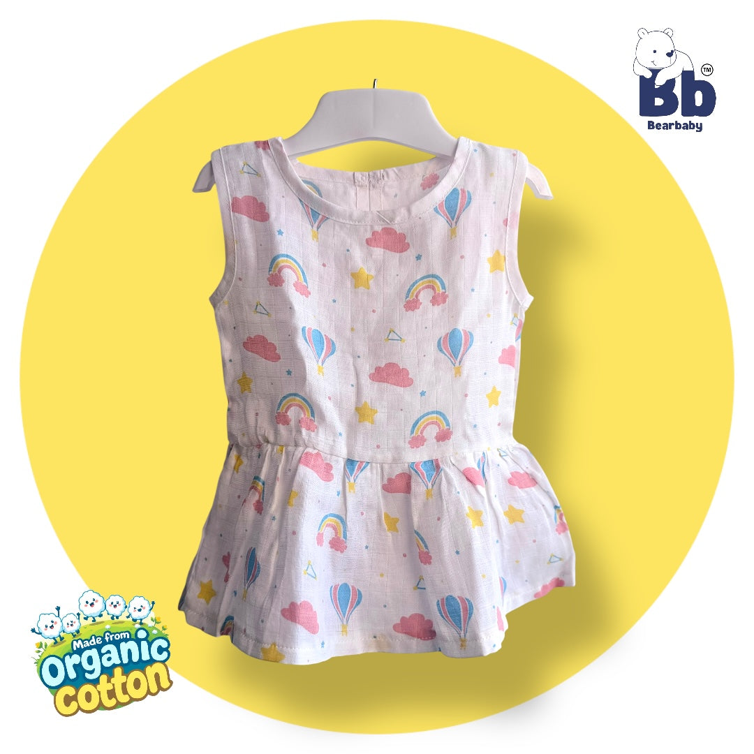 Baby Girl Organic Cotton Sleeveless Frock-Size6M-12M-Combo Pack of 2-Assorted Prints 1