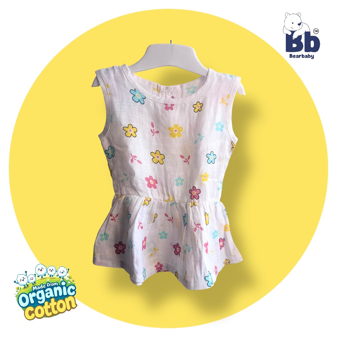 Baby Girl Organic Cotton Sleeveless Frock-Size6M-12M-Combo Pack of 2-Assorted Prints 1