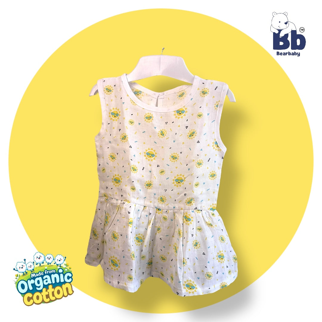 Baby Girl Organic Cotton Sleeveless Frock-Size6M-12M-Combo Pack of 2-Assorted Prints 2