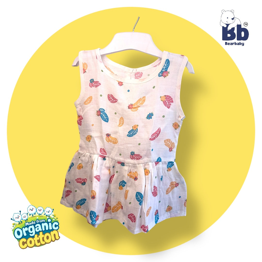Baby Girl Organic Cotton Sleeveless Frock-Size6M-12M-Combo Pack of 2-Assorted Prints 4
