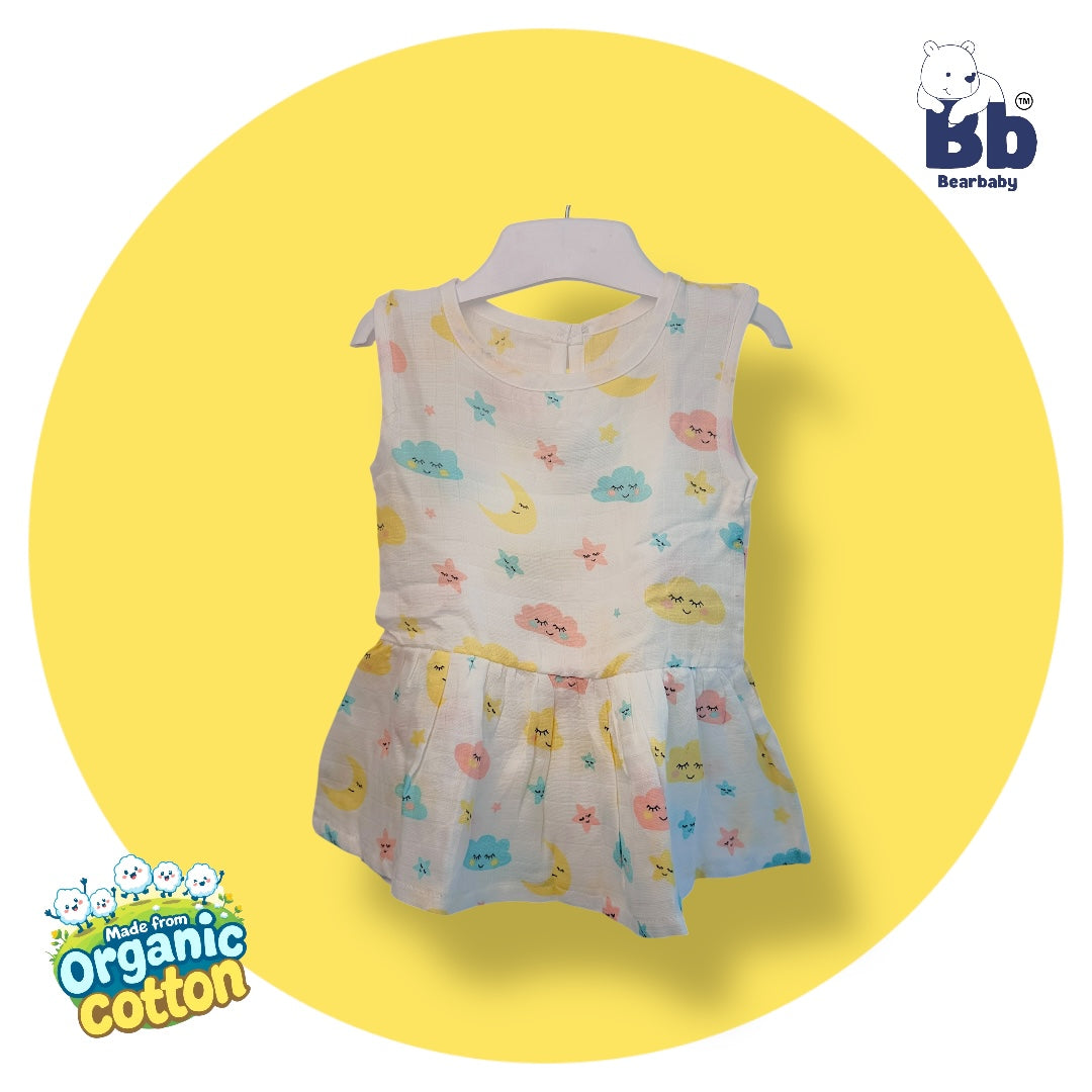 Baby Girl Organic Cotton Sleeveless Frock-Size6M-12M-Combo Pack of 2-Assorted Prints 5