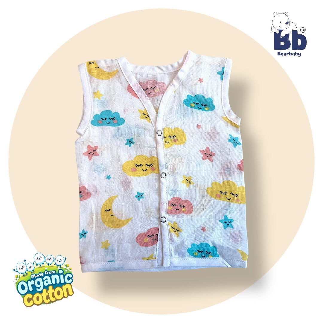 Baby Unisex Organic Cotton Muslin Jhabla -Size 0M to 3M-Combo Pack Of 3-Assorted Print 1