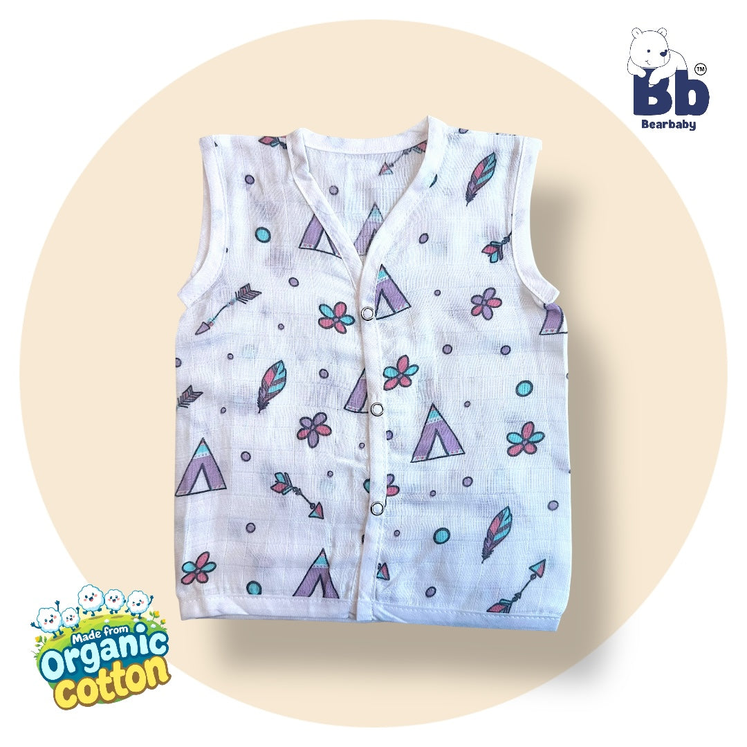 Baby Unisex Organic Cotton Muslin Jhabla -Size 0M to 3M-Combo Pack Of 3-Assorted Print 1