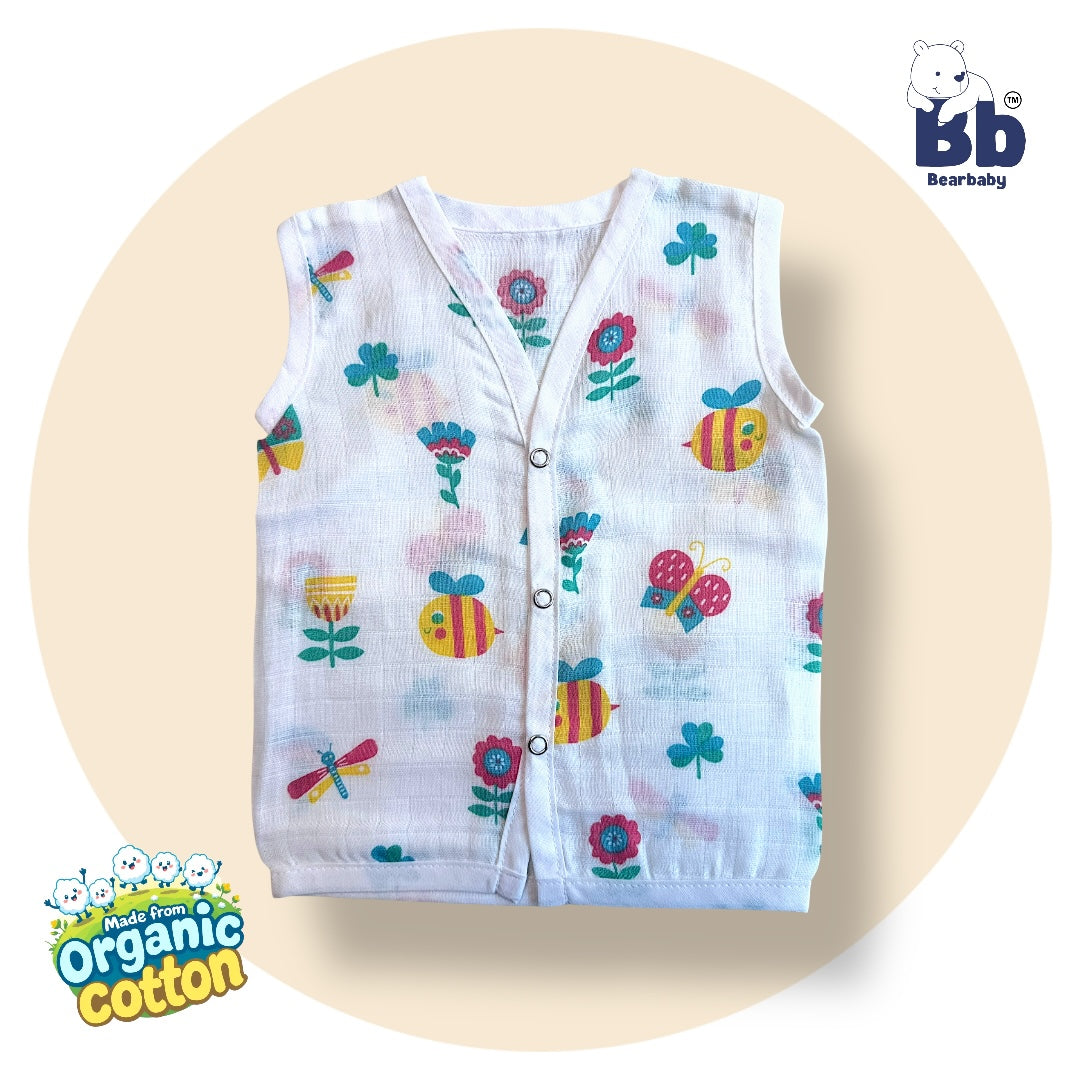 Baby Unisex Organic Cotton Muslin Jhabla -Size 0M to 3M-Combo Pack Of 3-Assorted Print 1