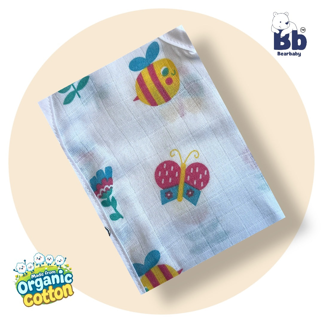 Baby Unisex Organic Cotton Muslin Jhabla -Size 0M to 3M-Combo Pack Of 3-Assorted Print 1