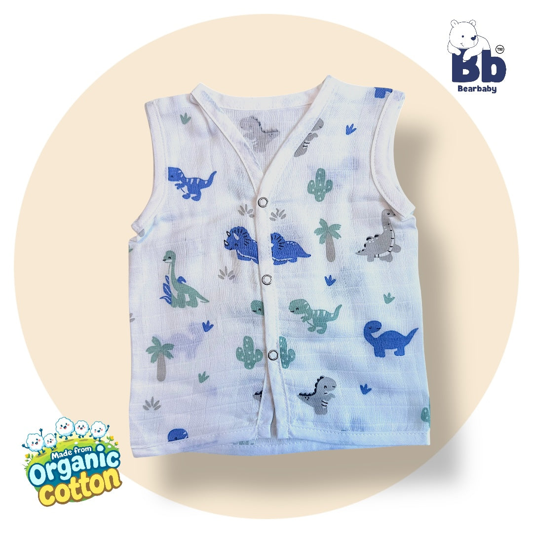 Baby Unisex Organic Cotton Muslin Jhabla -Size 0M to 3M-Combo Pack Of 3-Assorted Print 2