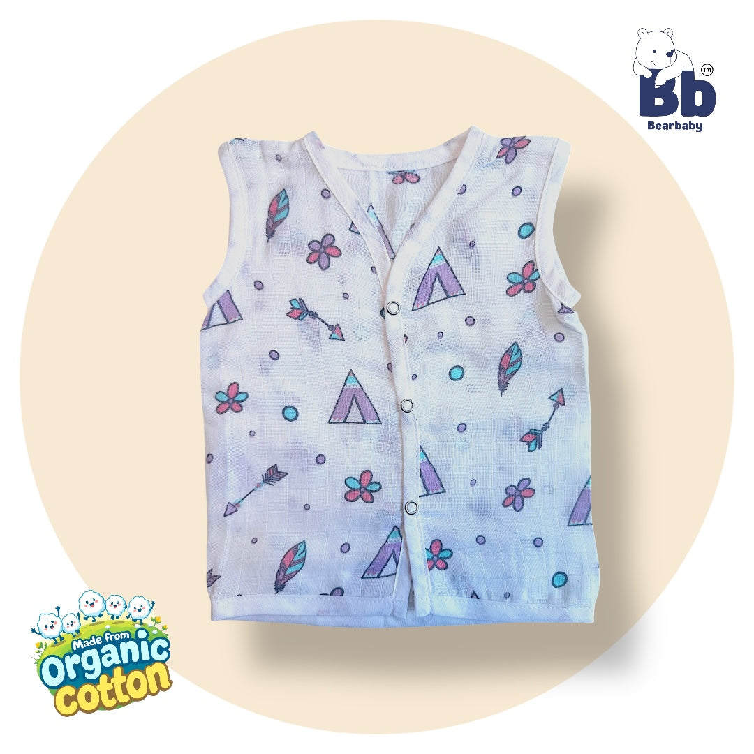 Baby Unisex Organic Cotton Muslin Jhabla -Size 0M to 3M-Combo Pack Of 3-Assorted Print 2