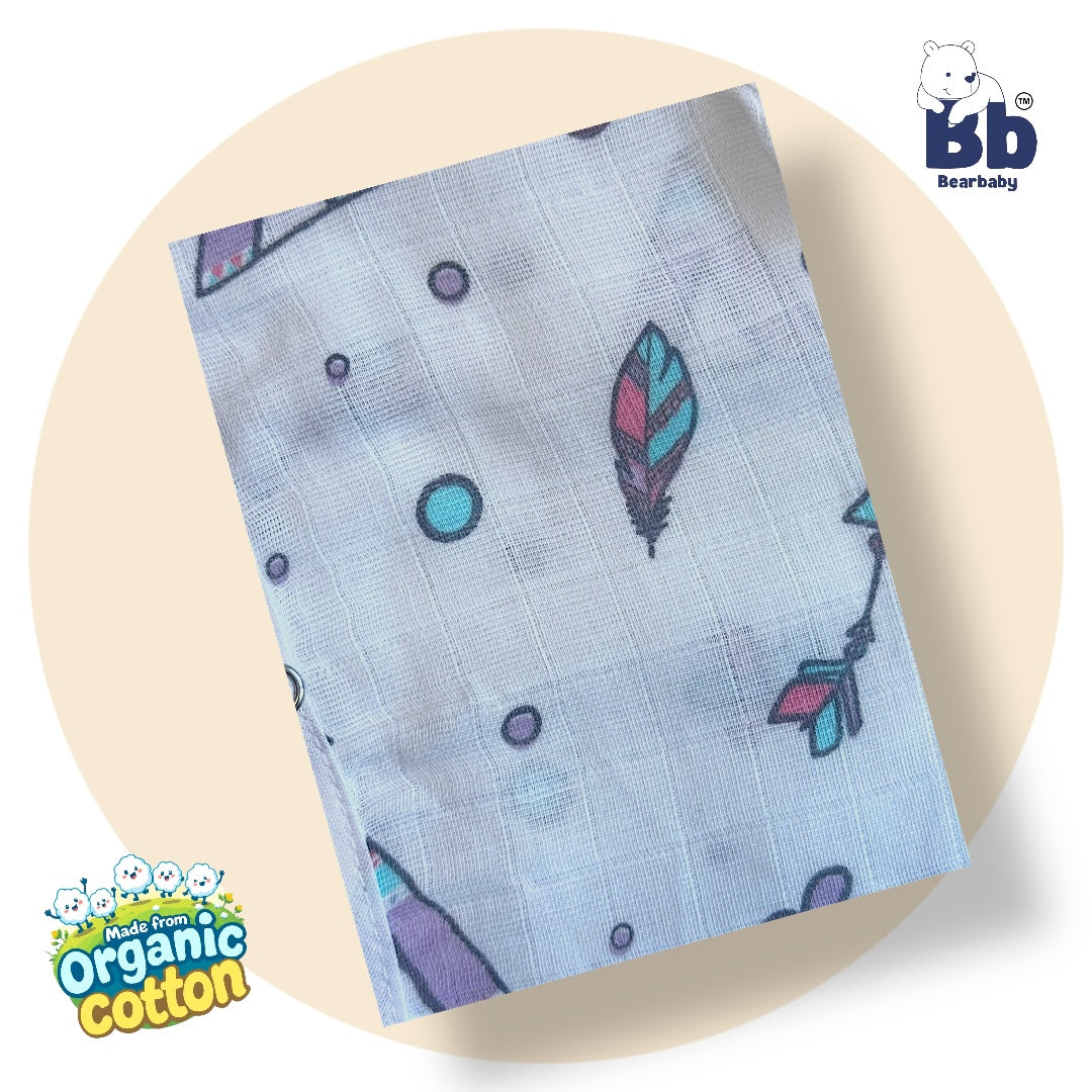 Baby Unisex Organic Cotton Muslin Jhabla -Size 0M to 3M-Combo Pack Of 3-Assorted Print 2