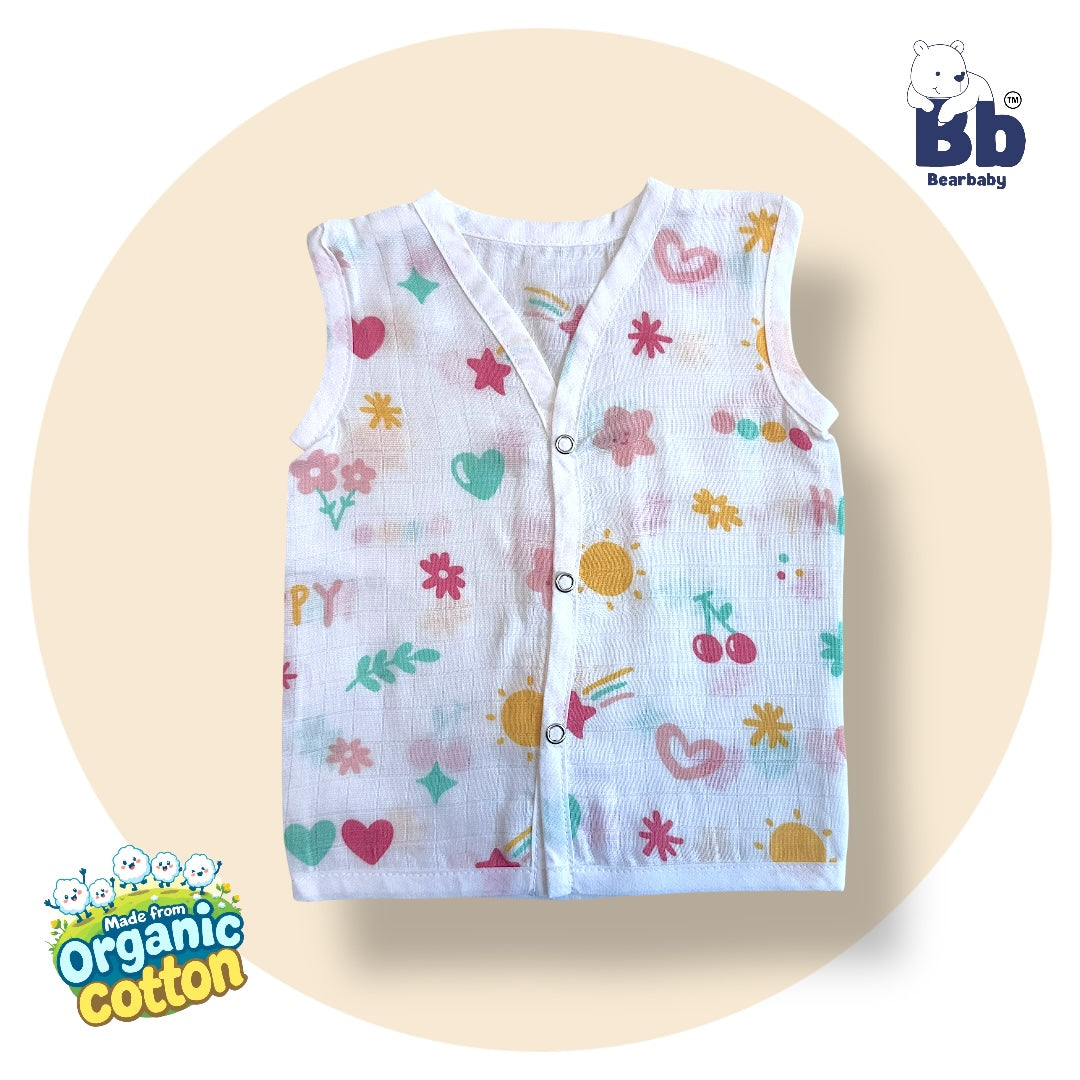 Baby Unisex Organic Cotton Muslin Jhabla -Size 0M to 3M-Combo Pack Of 3-Assorted Print 3