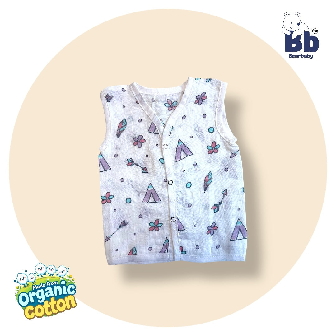 Baby Unisex Organic Cotton Muslin Jhabla -Size 0M to 3M-Combo Pack Of 3-Assorted Print 3