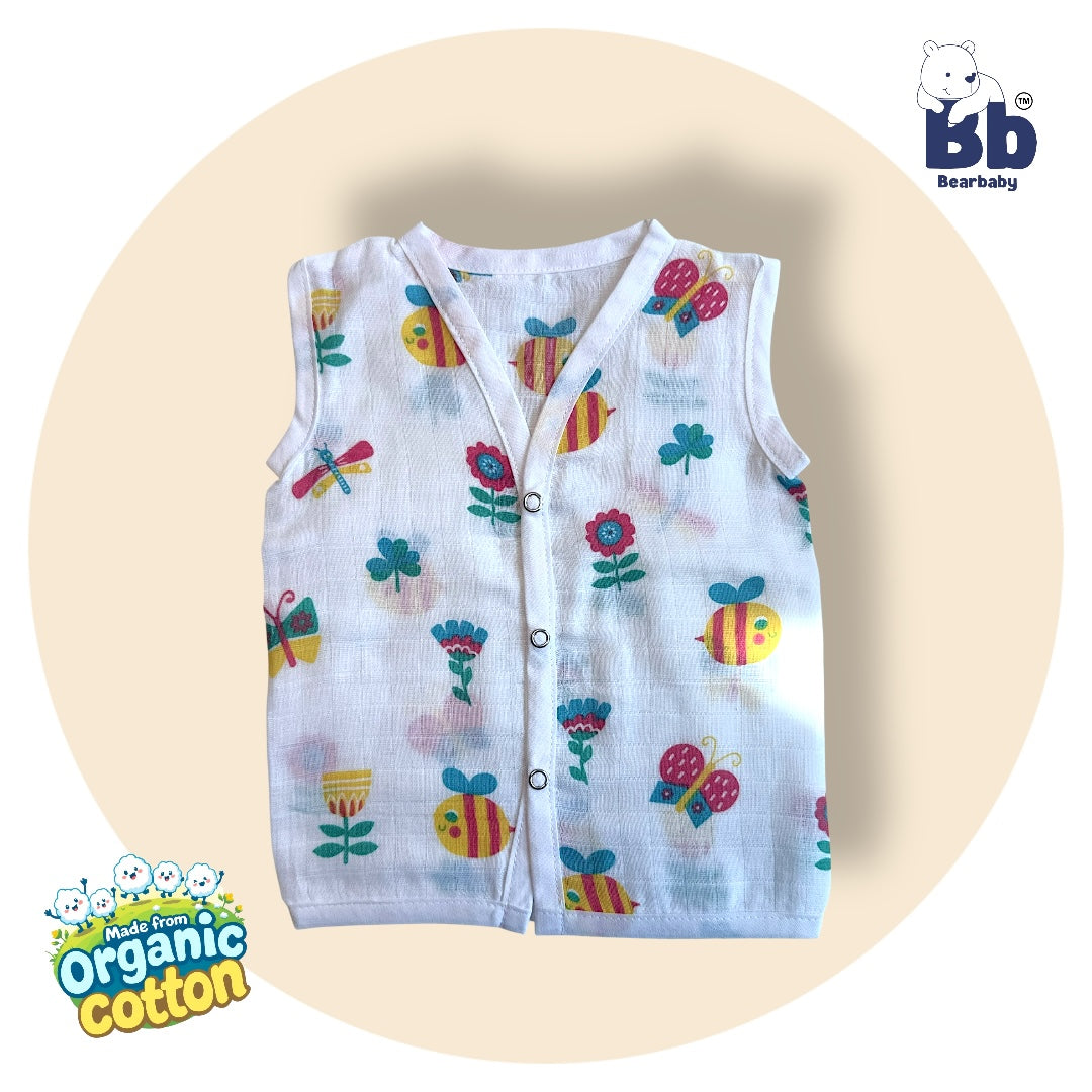 Baby Unisex Organic Cotton Muslin Jhabla -Size 0M to 3M-Combo Pack Of 3-Assorted Print 3